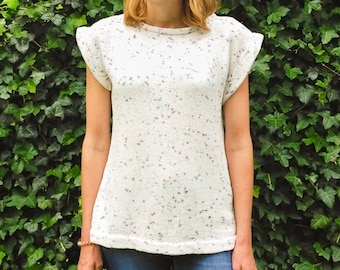 Knit top pattern, top knitting pattern for summer knit tee, knit tee shirt pattern, cotton knit top, tee knitting pattern, size XS to 5XL