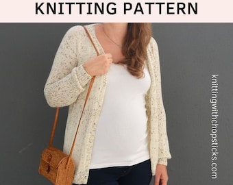 Long knit cardigan PDF pattern, wool sweater knit cardigan pattern for women, easy and casual cardigan knitting pattern for women, XS to 5XL
