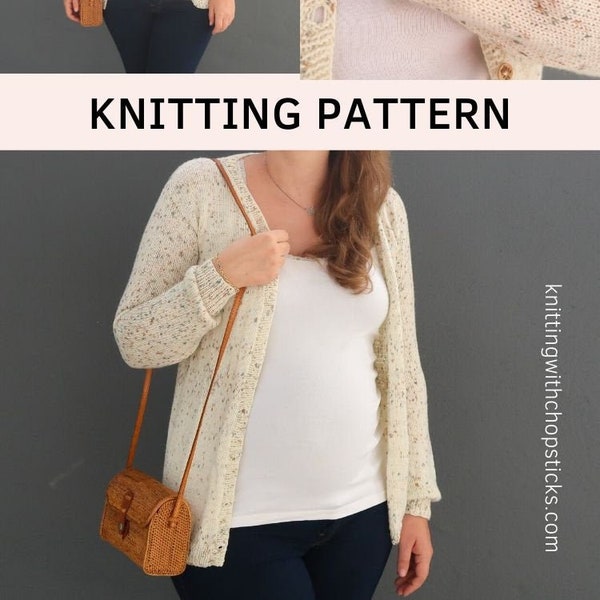 Long knit cardigan PDF pattern, wool sweater knit cardigan pattern for women, easy and casual cardigan knitting pattern for women, XS to 5XL