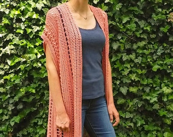 Summer Crochet cardigan pattern, crochet short sleeved cardigan, ruana crochet pattern, cardi crochet pattern for beginners size XS to 6XL