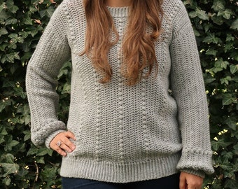 Crochet Sweater Pattern, puff sleeve sweater crochet pattern, crochet sweater for women sized XS to 5XL, easy crochet jumper pattern, PDF