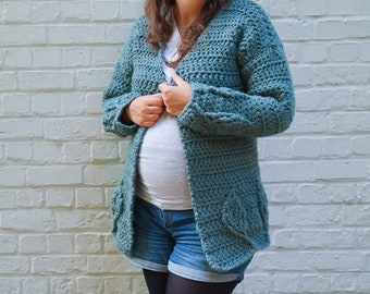 Chunky cardigan crochet pattern, leaf texture crochet cardigan pattern, XS to 5XL, open cardigan pattern, chart and written downloadable PDF