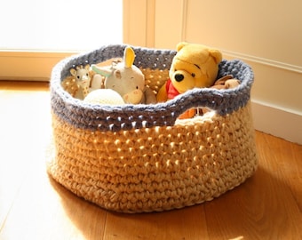 Basile Basket- Crochet Basket Pattern- Crochet Storage Basket Pattern- Crochet Toy Basket Pattern- Crochet Home Decor- Crochet PDF