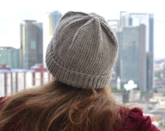 Easy knit hat pattern, Chunky hat pattern gift knit pattern, diy knitting beanie hat knitting pattern PDF, toque knit pattern slouchy beanie