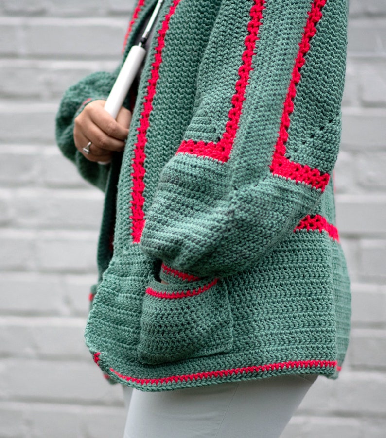 Mathilda's Easy Crochet Cardigan Pattern, cardigan crochet pattern for woman, bell sleeve sweater crochet pattern S to 2XL image 8