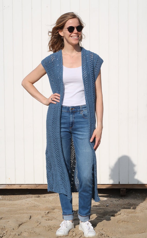 Ocean Blue - Sleeveless Cardigan