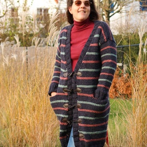 Long Cardigan Knitting Pattern, long knit cardigan pattern for women, chunky cardigan pattern, knit coat pattern, coat knitting, XS to 5XL image 8