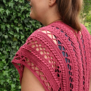 Crochet summer cardigan pattern, short sleeve crochet cardigan pattern, lacy summer cardigan crochet pattern, lace crochet cardigan pattern image 8
