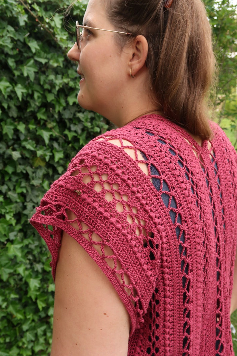 Crochet summer cardigan pattern, short sleeve crochet cardigan pattern, lacy summer cardigan crochet pattern, lace crochet cardigan pattern image 8