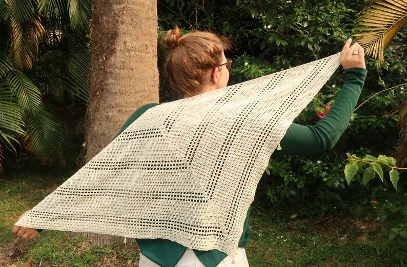Gathering Driftwood Crochet shawl pattern, elegant triangle scarf pattern for beginner, an easy lace shawl crochet pattern PDF image 5