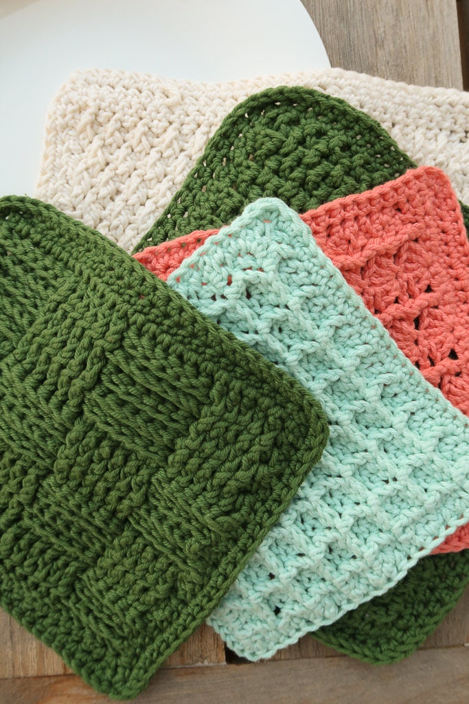 Classics Dishcloth Crochet Pattern Set 5 Crochet Dishcloth Etsy