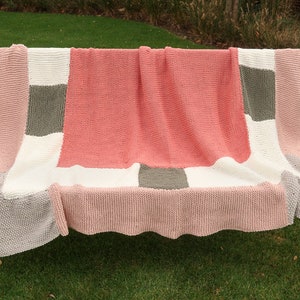 Blanket knitting pattern beginner, knit blanket chunky, knit blanket pattern seed stitch and easy blanket stitch, knit afghan pattern, throw image 9