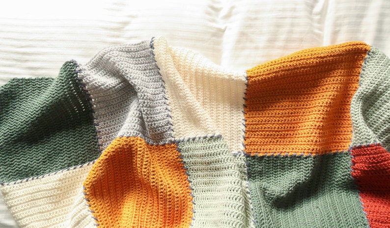 Easy blanket crochet pattern, beginner crochet blanket pattern, scrap buster crochet project, beginner crochet pattern, modern crochet throw image 3