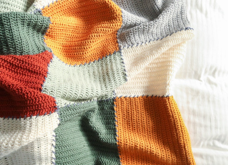 Easy blanket crochet pattern, beginner crochet blanket pattern, scrap buster crochet project, beginner crochet pattern, modern crochet throw image 2