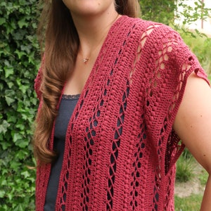 Crochet summer cardigan pattern, short sleeve crochet cardigan pattern, lacy summer cardigan crochet pattern, lace crochet cardigan pattern image 9