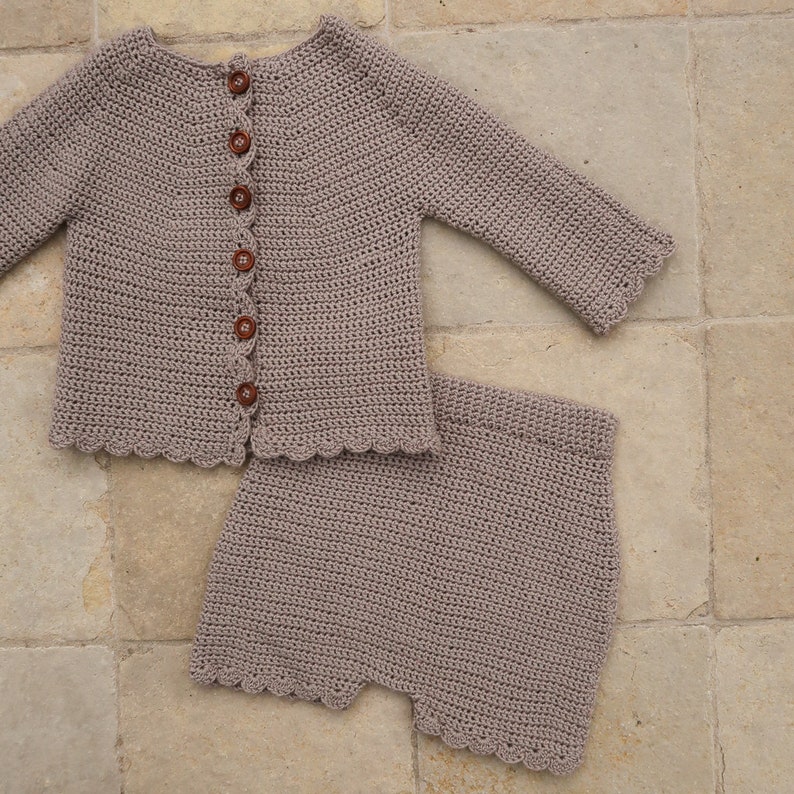 Baby crochet outfit pattern: baby crochet cardigan pattern & crcohet bloomers, crochet baby patterns girl, baby girl crochet pattern easy image 6