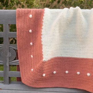 Easy crochet blanket pattern beginner, 2 color crochet blanket border pattern, 10 sizes from crochet blanket baby pattern to king size image 4
