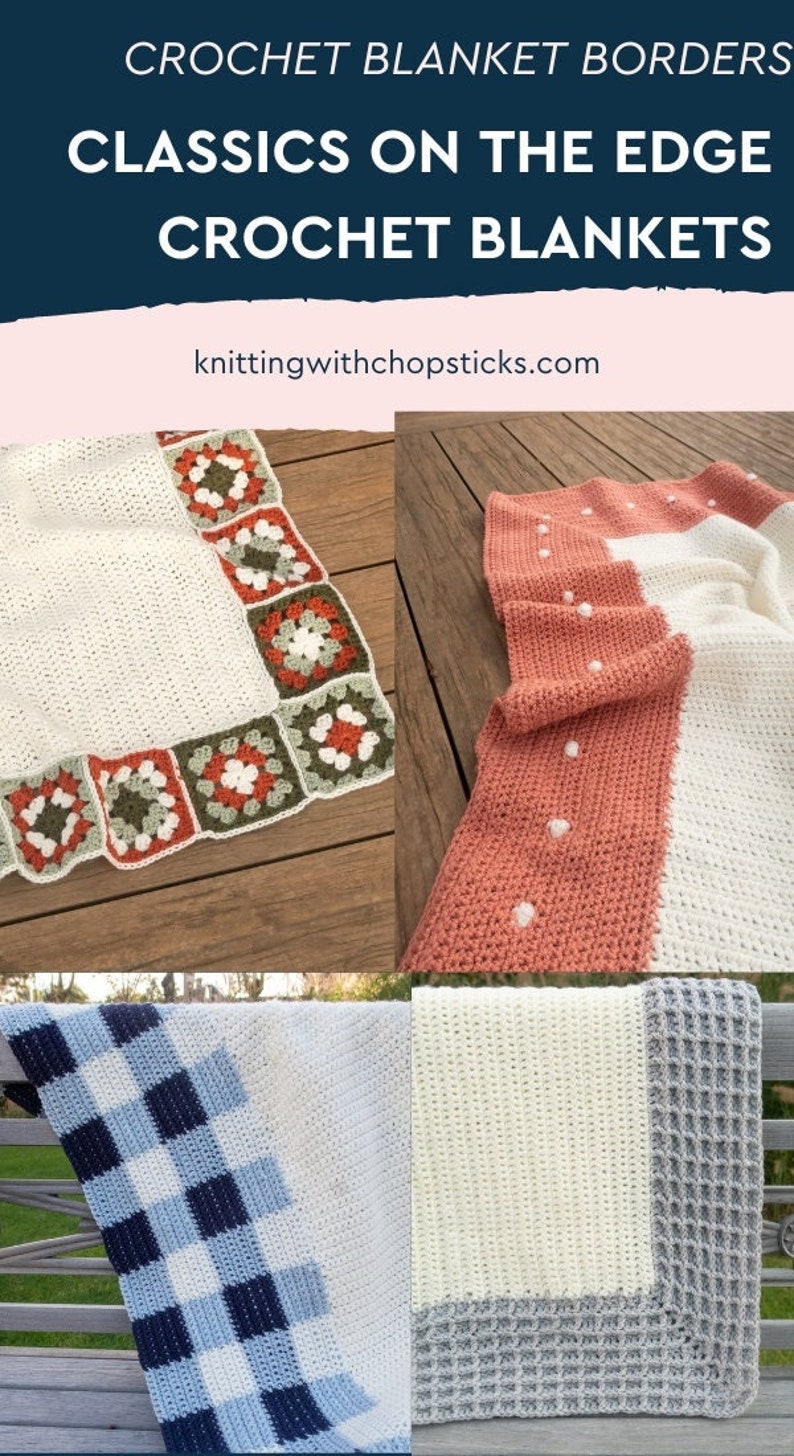 detailed view of the crochet blanket border of the 4 classics on the edge crochet blanket patterns