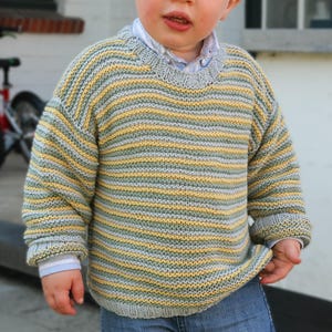 Edmond Unisex Sweater Knit Pattern Garter Stitch Sweater Knitting Patterns for  Baby, Toddler and Teen Sizes