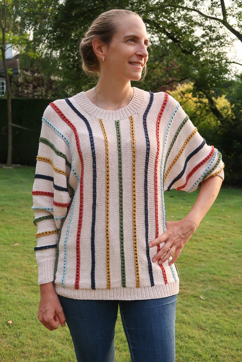 Knit sweater pattern, batwing sleeve sweater knitting pattern for women, DK weight sweater knit pattern, womens sweater pattern XS to 5XL image 7