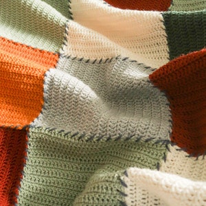 Easy blanket crochet pattern, beginner crochet blanket pattern, scrap buster crochet project, beginner crochet pattern, modern crochet throw image 9