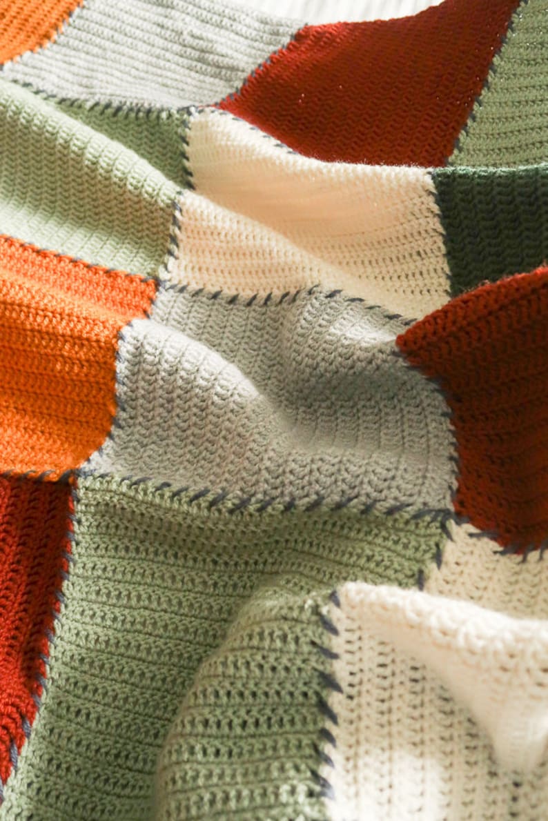 Easy blanket crochet pattern, beginner crochet blanket pattern, scrap buster crochet project, beginner crochet pattern, modern crochet throw image 9