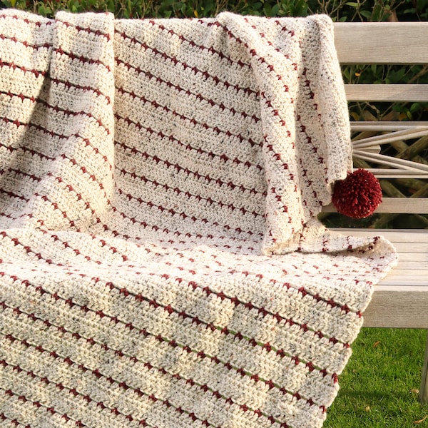 Beginner crochet blanket pattern, easy blanket crochet pattern in 9 sizes, 2 color blanket crochet pattern for beginners, quick blanket