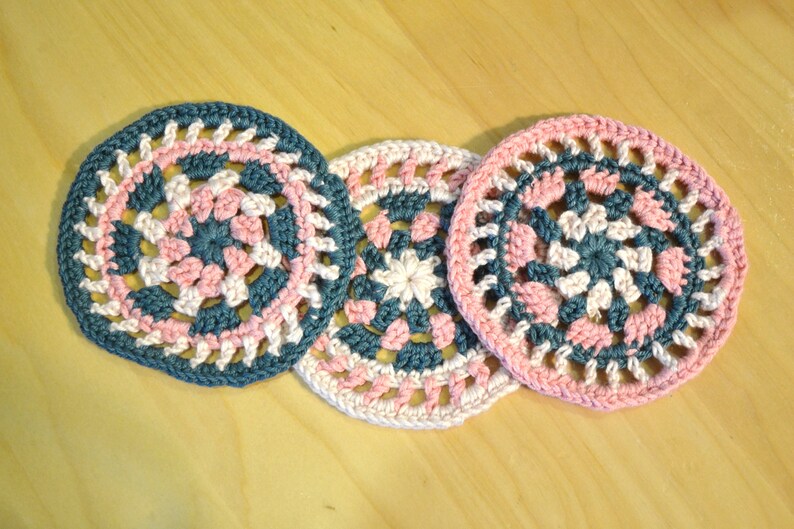 Crochet Mandala pattern, crochet placemat pattern and colorful crochet coaster easy crochet pattern, beginner pattern for housewarming gift image 6