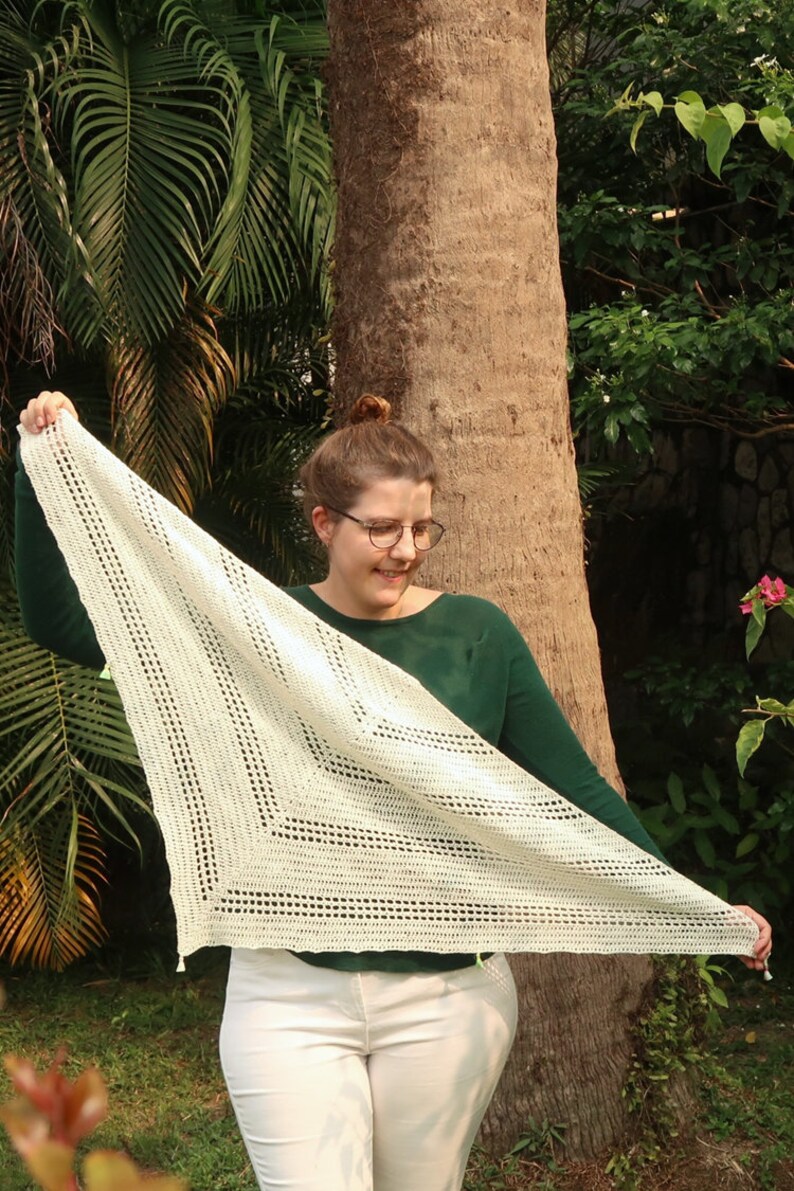 Gathering Driftwood Crochet shawl pattern, elegant triangle scarf pattern for beginner, an easy lace shawl crochet pattern PDF image 6