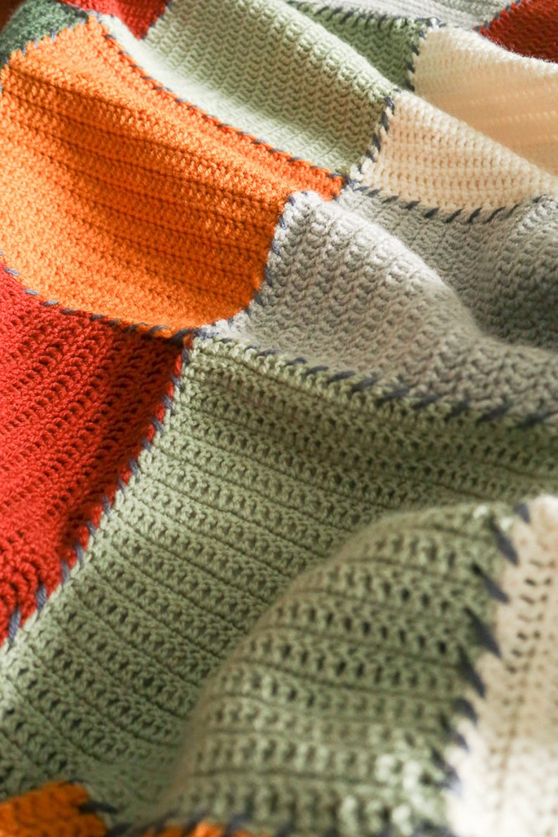 Easy blanket crochet pattern, beginner crochet blanket pattern, scrap buster crochet project, beginner crochet pattern, modern crochet throw image 6