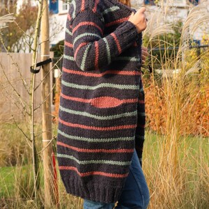 Long Cardigan Knitting Pattern, long knit cardigan pattern for women, chunky cardigan pattern, knit coat pattern, coat knitting, XS to 5XL image 4