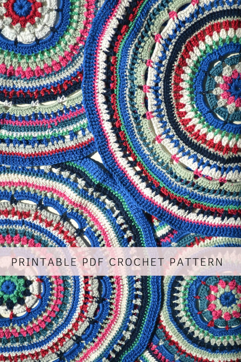 Mandala crochet pattern PDF, easy crochet pattern for crochet mandala pattern, round crochet pattern, crochet home pattern UK crochet terms image 1