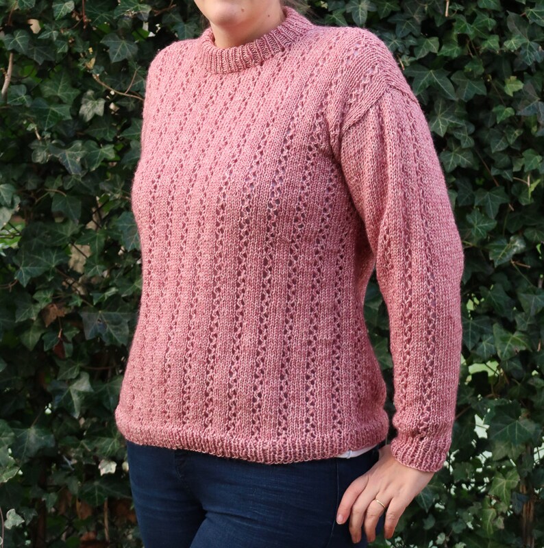 Einfacher Spitzenpullover Strickmuster, gemütlicher Strickpullover Muster, Strickpullover Muster, Spitzenpullover stricken, Größen XS bis 5XL digitaler Download Bild 7