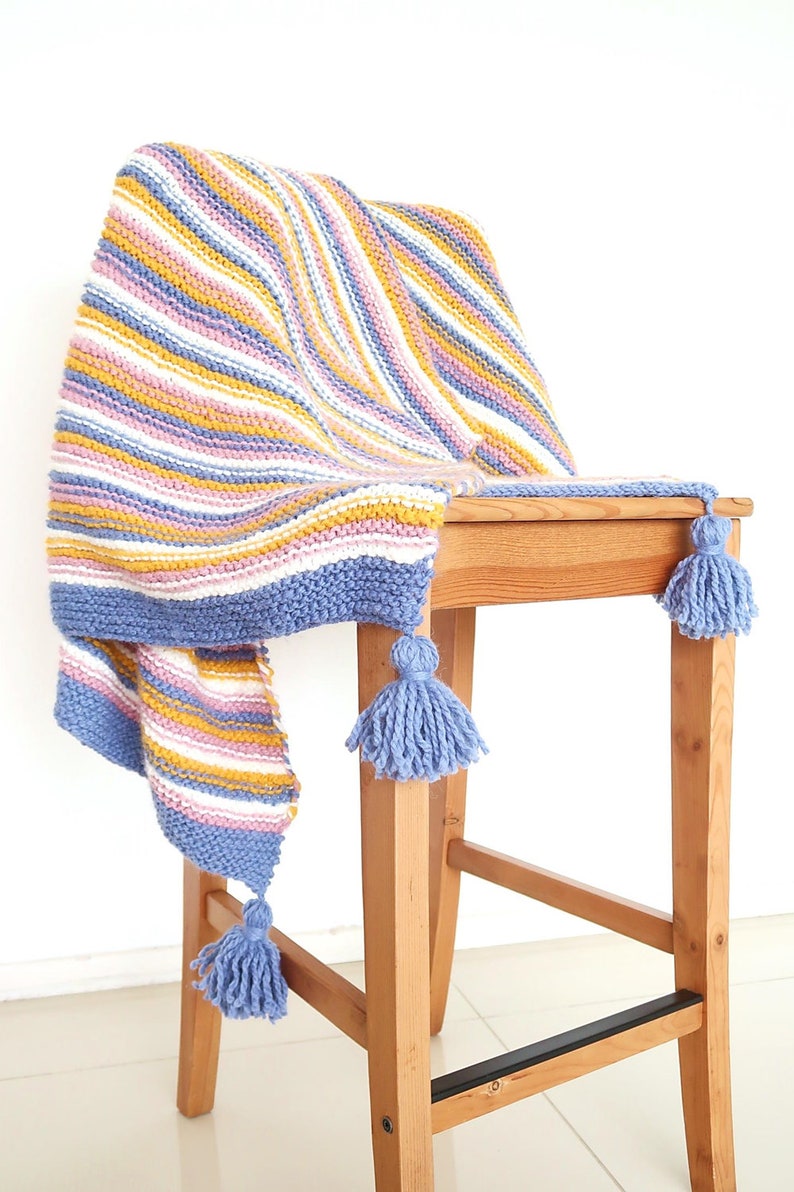 Beginner Knitting Blanket Pattern set, 3 easy knitting blanket patterns, beginner knit throw pattern, blanket knitting patterns for beginner image 8