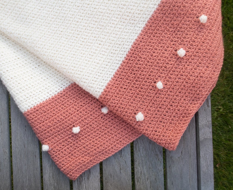 Easy crochet blanket pattern beginner, 2 color crochet blanket border pattern, 10 sizes from crochet blanket baby pattern to king size image 3
