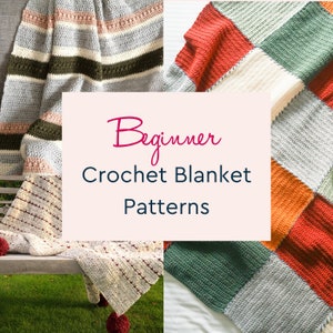 Beginner Crochet Blanket Pattern set, 3 easy crochet blanket patterns, beginner crochet throw pattern, blanket crochet patterns beginners