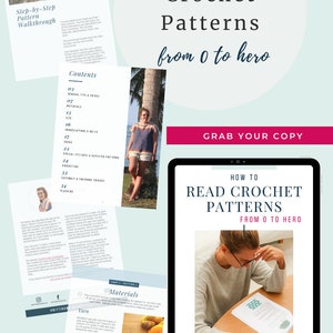 How to Read Crochet Patterns ebook, learn to read crochet pattern, beginner guide to crochet, gauge, ease, abbreviations, step by step image 6