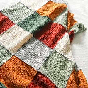 Easy blanket crochet pattern, beginner crochet blanket pattern, scrap buster crochet project, beginner crochet pattern, modern crochet throw image 5