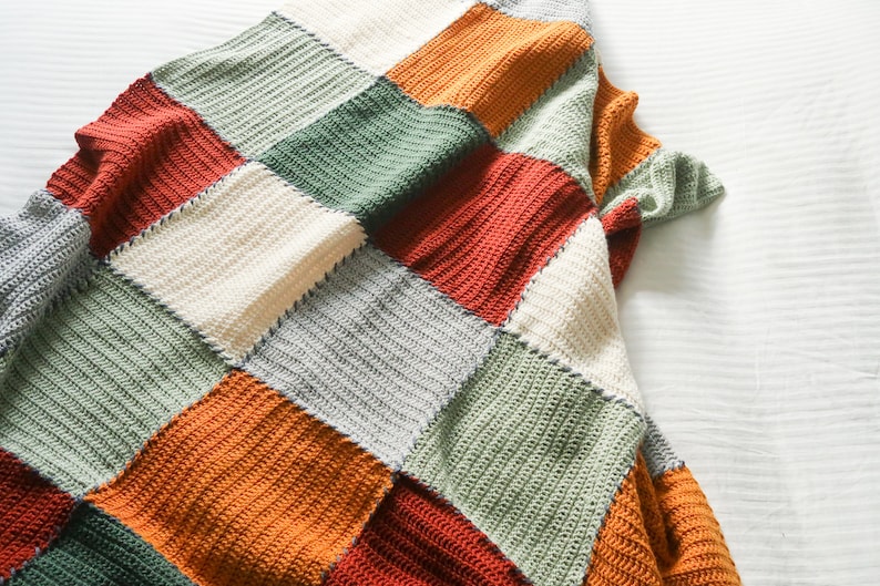 Easy blanket crochet pattern, beginner crochet blanket pattern, scrap buster crochet project, beginner crochet pattern, modern crochet throw image 5