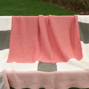 Blanket knitting pattern beginner, knit blanket chunky, knit blanket pattern seed stitch and easy blanket stitch, knit afghan pattern, throw image 3