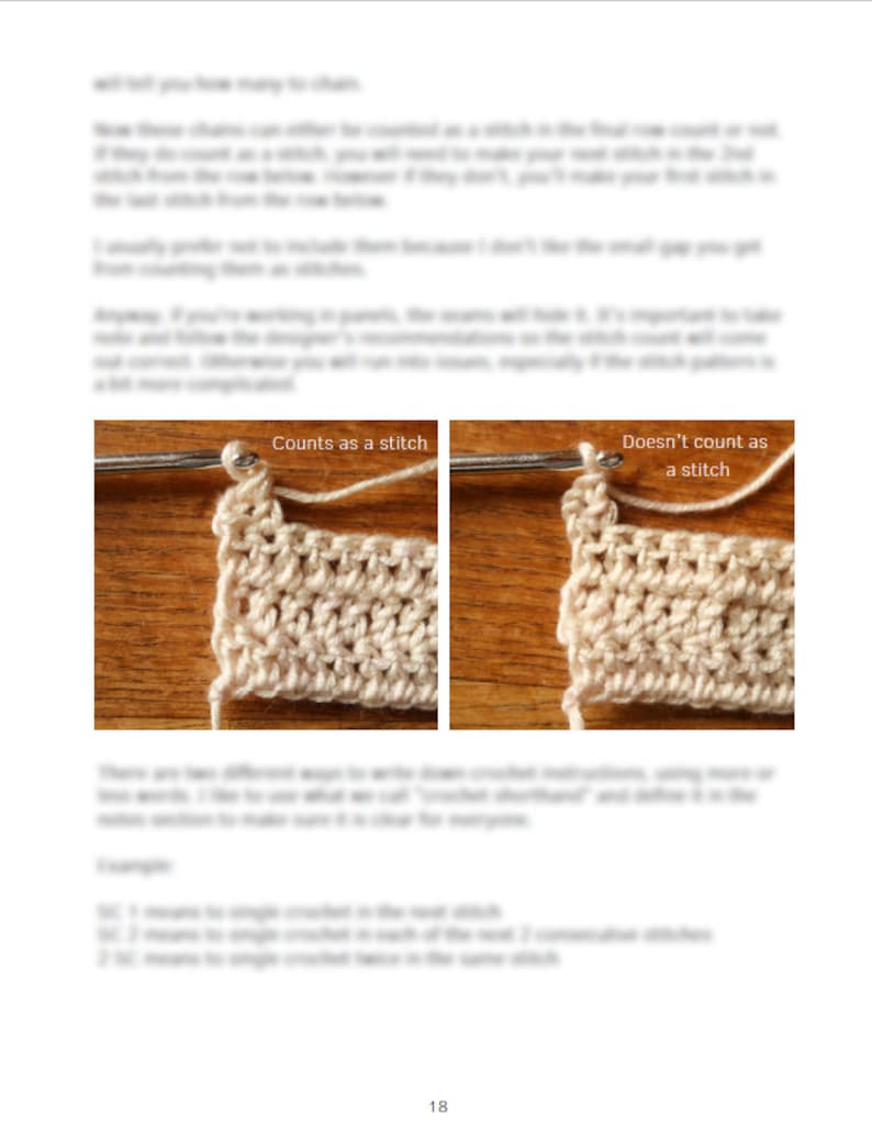 How to Read Crochet Patterns ebook, learn to read crochet pattern, beginner guide to crochet, gauge, ease, abbreviations, step by step image 3