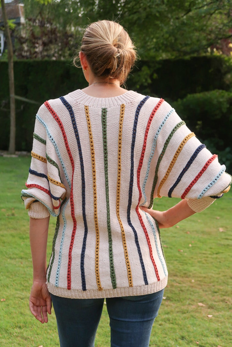 Knit sweater pattern, batwing sleeve sweater knitting pattern for women, DK weight sweater knit pattern, womens sweater pattern XS to 5XL image 10