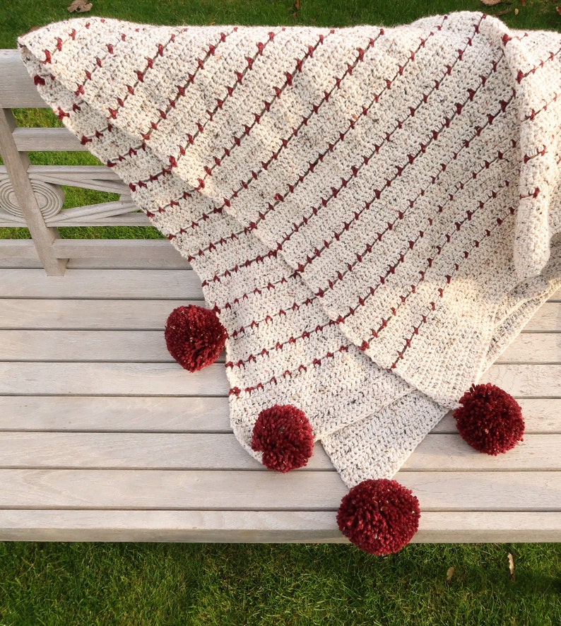Beginner crochet blanket pattern, easy blanket crochet pattern in 9 sizes, 2 color blanket crochet pattern for beginners, quick blanket image 7