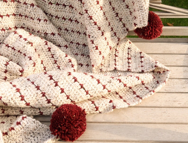 Beginner crochet blanket pattern, easy blanket crochet pattern in 9 sizes, 2 color blanket crochet pattern for beginners, quick blanket image 2