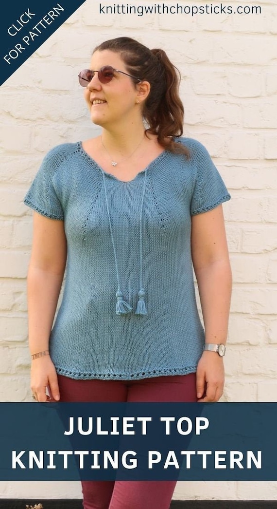 Top Knitting Pattern, knit cotton top shirt pattern, knit top pattern for women size XS to 5XL, summer knitting pattern, digital download