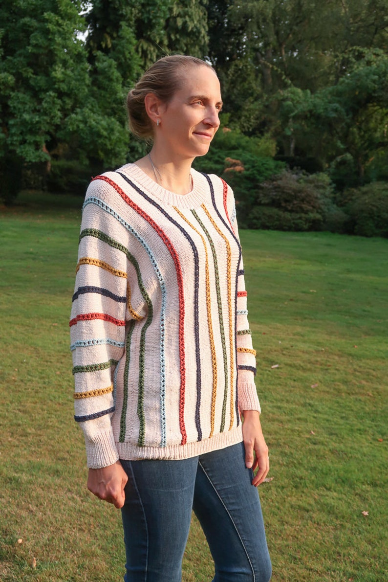 Knit sweater pattern, batwing sleeve sweater knitting pattern for women, DK weight sweater knit pattern, womens sweater pattern XS to 5XL image 3
