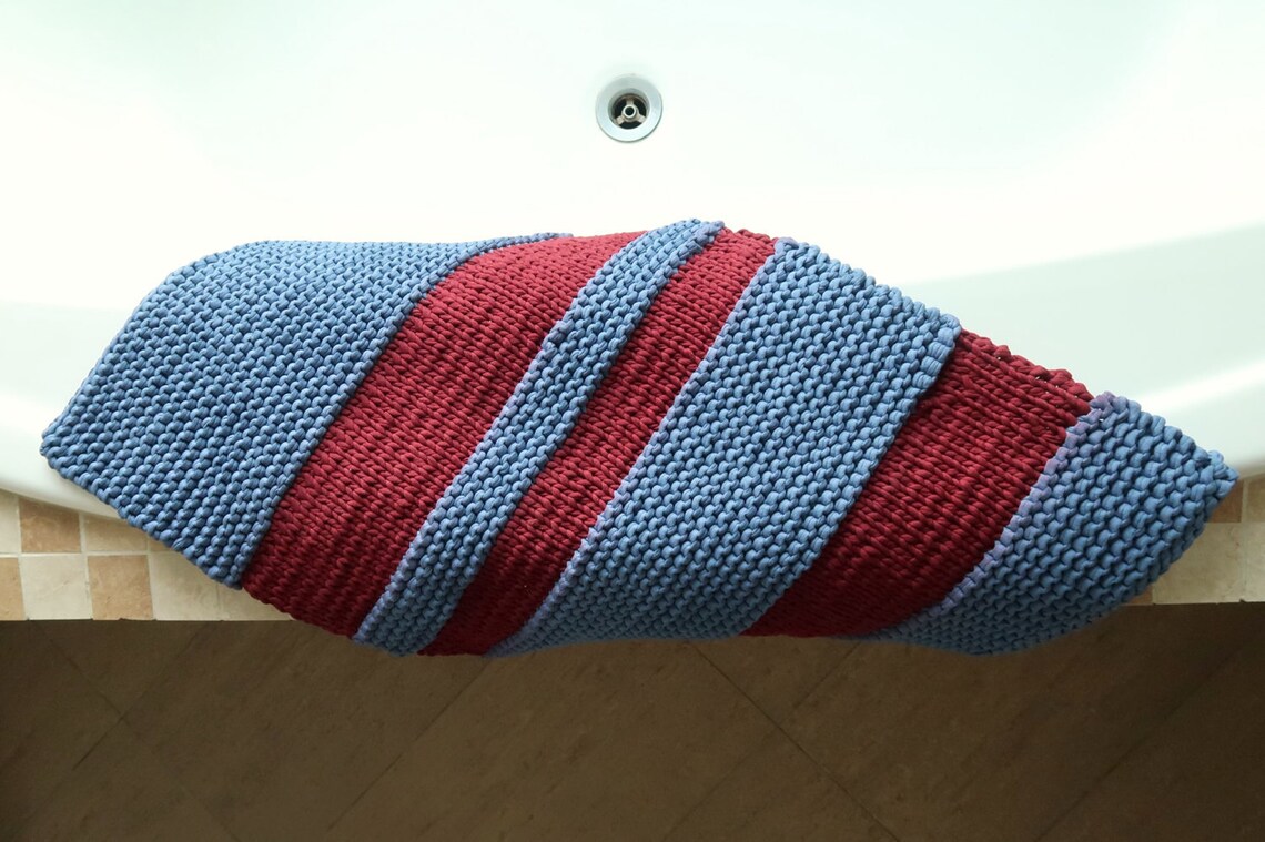 Chunky Knit Rug Pattern Easy Knitted Rug T Shirt Yarn Etsy