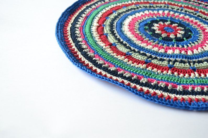 Crochet Mandala pattern, crochet placemat pattern and colorful crochet coaster easy crochet pattern, beginner pattern for housewarming gift image 4