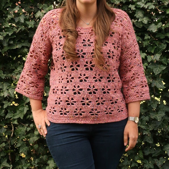 Crochet flower sweater sale