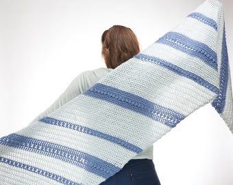 Crochet wrap pattern, easy biased crochet shawl pattern, crocheted shawl blanket wrap pattern PDF